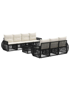 Set Divano da Giardino 8 pz Nero polyrattan 2