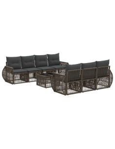 Set Divano da Giardino 8 pz Grigio polyrattan 2