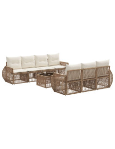 Set Divano da Giardino 8 pz Beige polyrattan 2