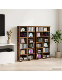 Mobile per CD 2 pz Legno antico 60 x 17 x 92 cm