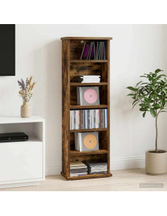 Mobile per CD Rovere Fumo 60 x 17 x 92 cm Legno ingegnerizzato