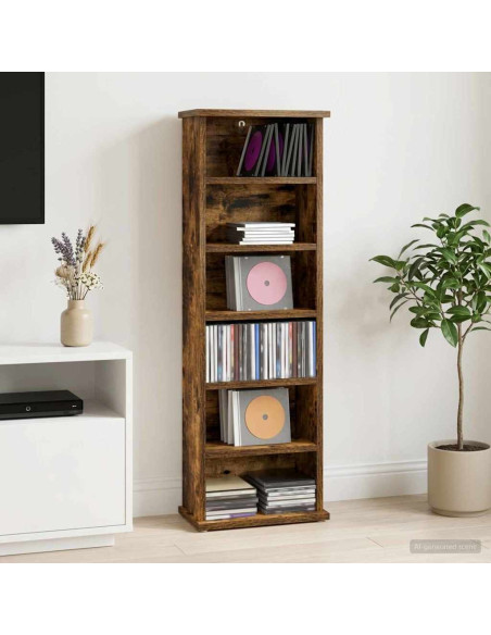 Mobile per CD Rovere Fumo 60 x 17 x 92 cm Legno ingegnerizzato