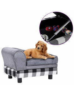 Divano per Cani Grigio 57x34x36 cm in Peluche