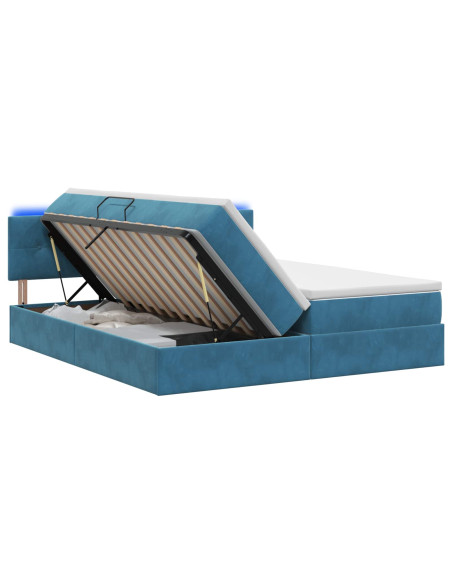 Letto con contenitore LED e materasso Blu Scuro 180 x 200 cm