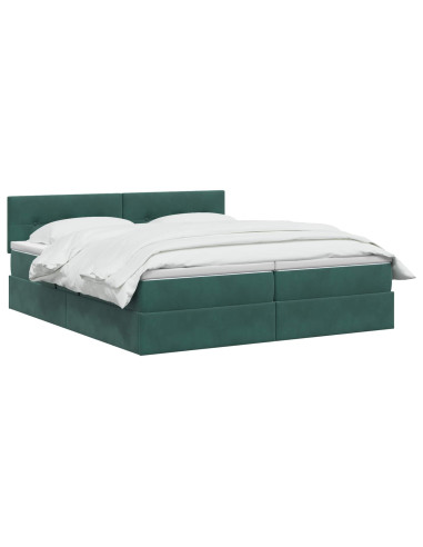 Letto con contenitore LED e materasso Verde Scuro 180 x 200 cm