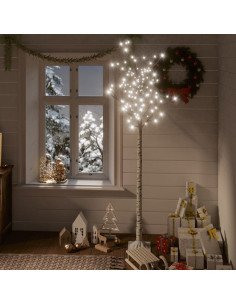Albero Natale 200 LED 1,8m Salice Bianco Freddo Interno Esterno
