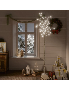 Albero Natale 220 LED 2,2m Salice Bianco Freddo Interno Esterno