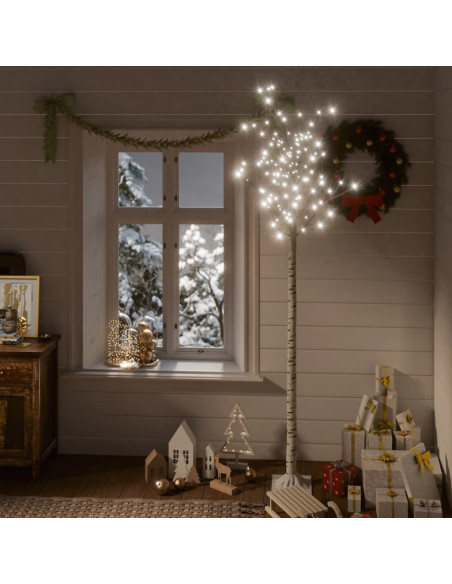Albero Natale 220 LED 2,2m Salice Bianco Freddo Interno Esterno