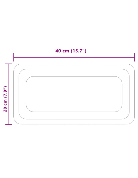 Specchio da bagno LED Trasparente 40 x 20 cm vetro temperato