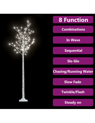 Albero Natale 200 LED 1,8m Salice Bianco Freddo Interno Esterno