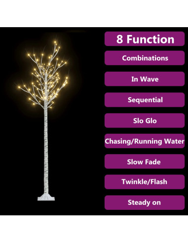 Albero Natale 200 LED 1,8 m Salice Bianco Caldo Interno Esterno