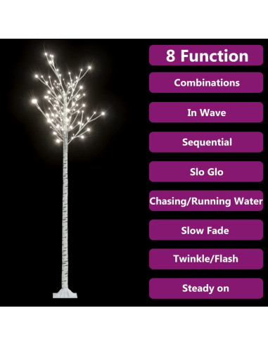 Albero Natale 220 LED 2,2m Salice Bianco Freddo Interno Esterno