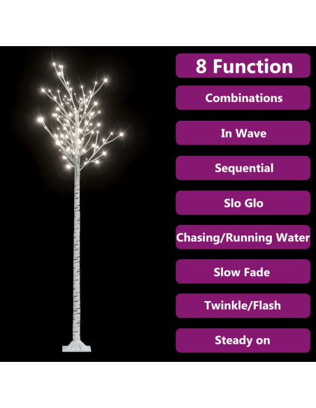 Albero Natale 220 LED 2,2m Salice Bianco Freddo Interno Esterno