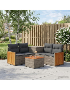 Set di divani 6 pz Grigio e Grigio Scuro