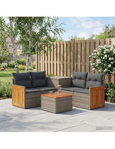 Set di divani 6 pz Grigio e Grigio Scuro