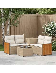Set di divani 6 pz Beige e Bianco Crema