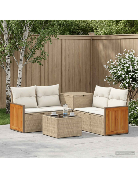Set di divani 6 pz Beige e Bianco Crema