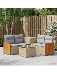 Set di divani 6 pz Beige e Grigio Chiaro