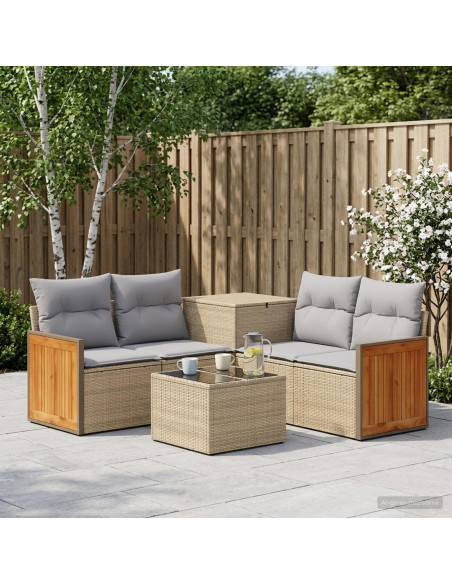 Set di divani 6 pz Beige e Grigio Chiaro