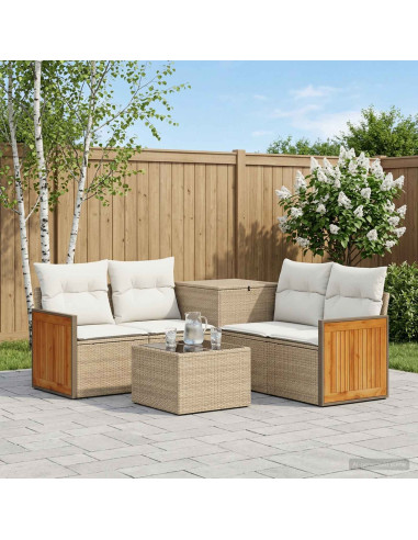 Set di divani 6 pz Beige e Bianco Crema