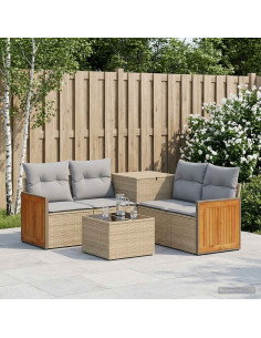 Set di divani 6 pz Beige e Grigio Chiaro
