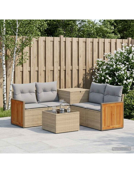 Set di divani 6 pz Beige e Grigio Chiaro