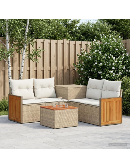 Set di divani 6 pz Beige e Bianco Crema
