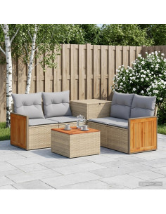 Set di divani 6 pz Beige e Grigio Chiaro