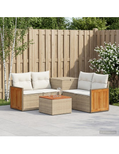 Set di divani 6 pz Beige e Bianco Crema