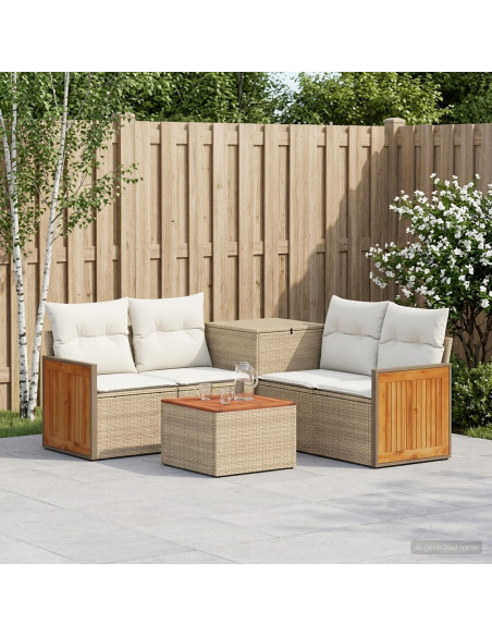 Set di divani 6 pz Beige e Bianco Crema