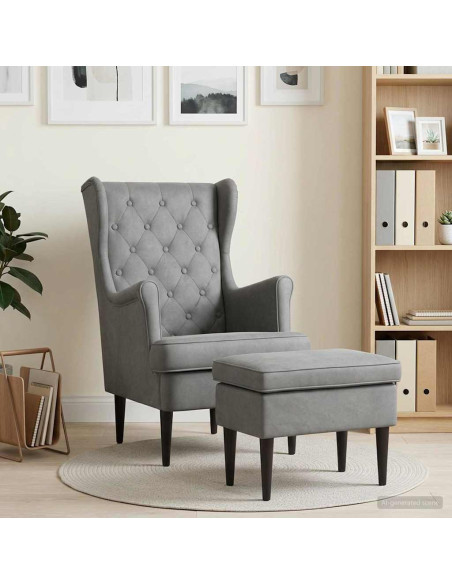 Poltrona con Ottomano 2 pz Grigio Scuro Velluto