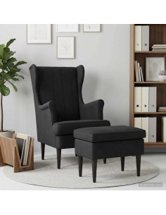 Poltrona con Ottomano 2 pz Nero Velluto