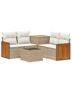 Set di divani 6 pz Beige e Bianco Crema 2
