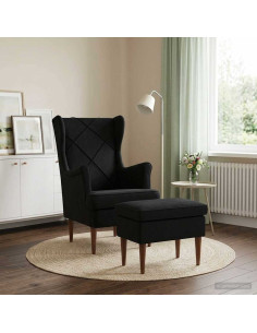 Poltrona con Ottomano 2 pz Nero Velluto