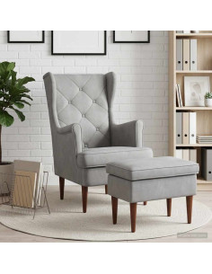 Poltrona con Ottomano 2 pz Grigio Chiaro Velluto