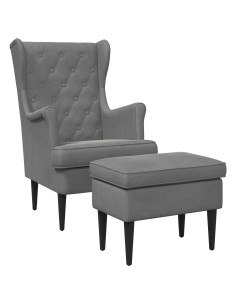 Poltrona con Ottomano 2 pz Grigio Scuro Velluto 2