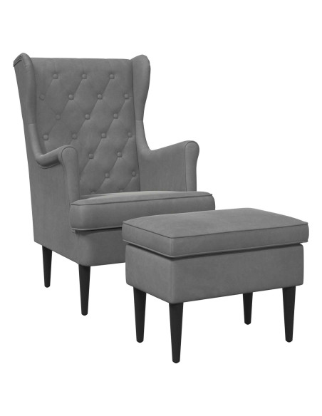 Poltrona con Ottomano 2 pz Grigio Scuro Velluto