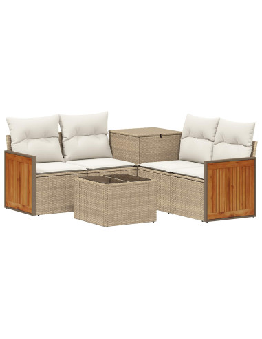 Set di divani 6 pz Beige e Bianco Crema
