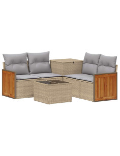 Set di divani 6 pz Beige e Grigio Chiaro 2