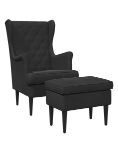Poltrona con Ottomano 2 pz Nero Velluto 2