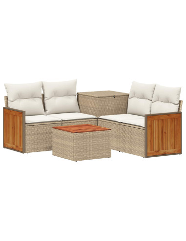 Set di divani 6 pz Beige e Bianco Crema