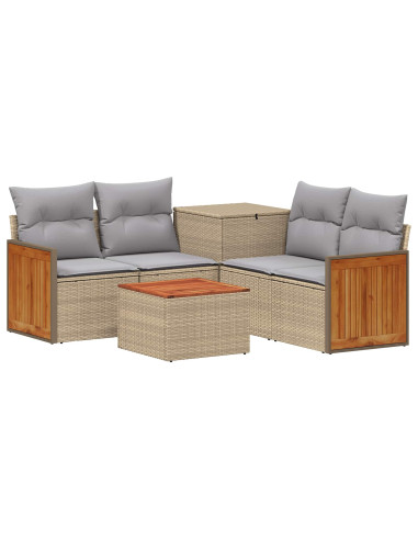 Set di divani 6 pz Beige e Grigio Chiaro
