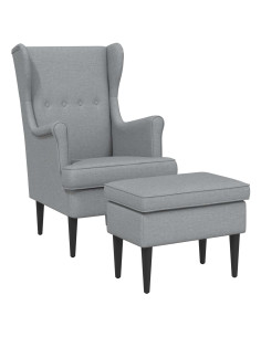 Poltrona con Ottomano 2 pz Grigio Chiaro Tessuto 2