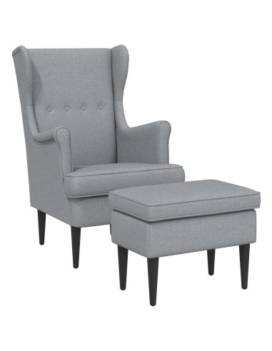 Poltrona con Ottomano 2 pz Grigio Chiaro Tessuto