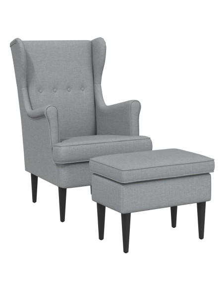 Poltrona con Ottomano 2 pz Grigio Chiaro Tessuto