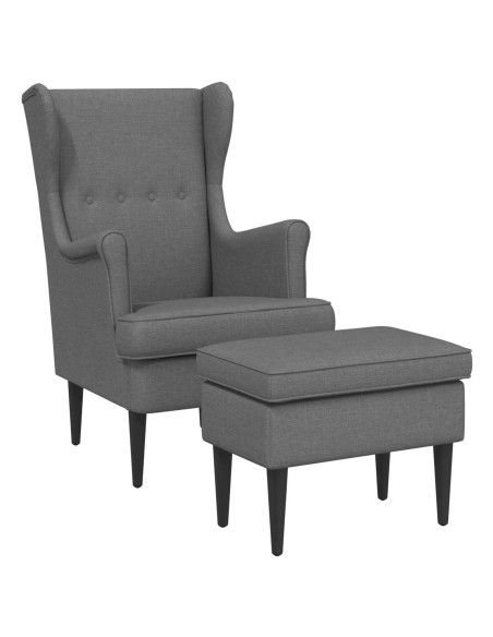 Poltrona con Ottomano 2 pz Grigio Scuro Tessuto