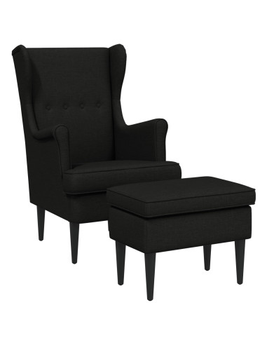 Poltrona con Ottomano 2 pz Nero Tessuto