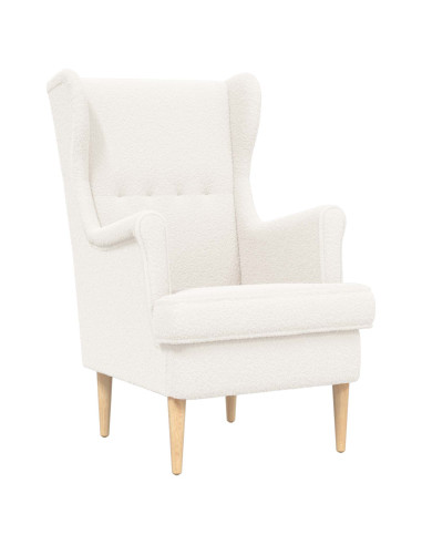 Poltrona con Ottomano 2 pz Crema Bouclé