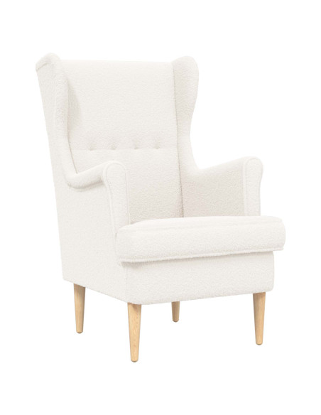 Poltrona con Ottomano 2 pz Crema Bouclé
