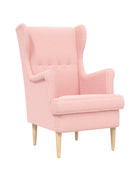 Poltrona con Ottomano 2 pz Rosa Bouclé